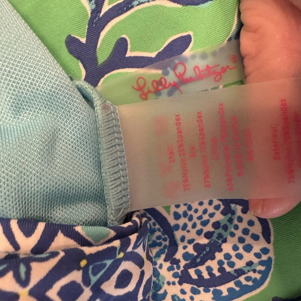 Lilly Pulitzer Green & Blue Floral One-Piece Swimsuit